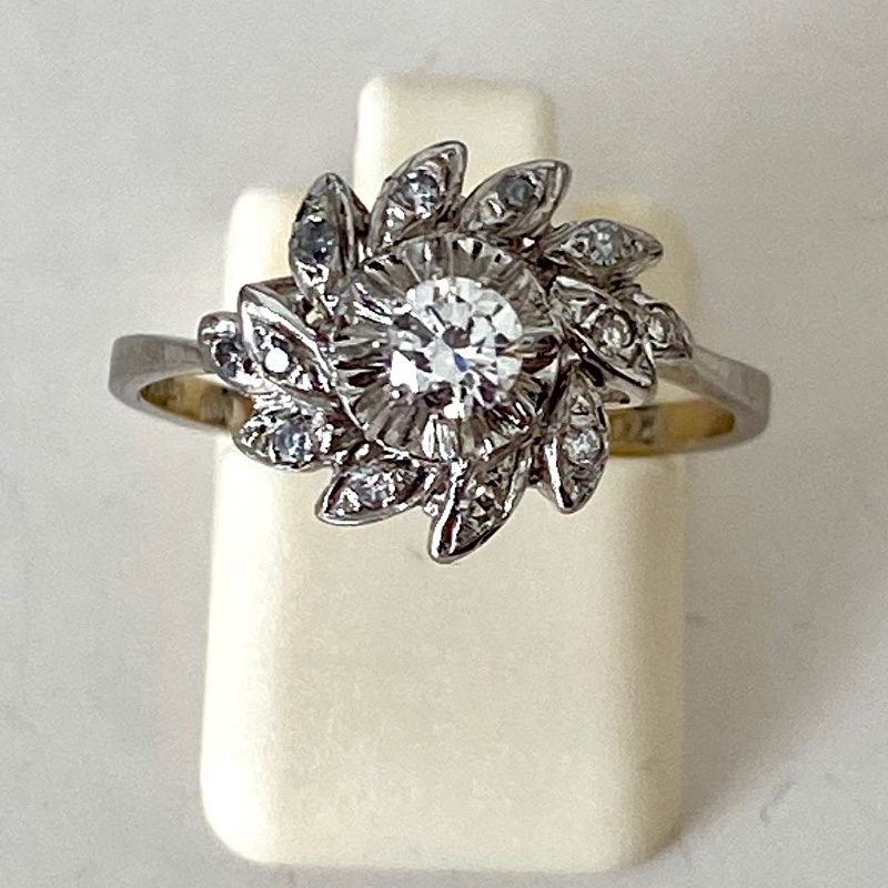 Antique Diamond Daisy Engagement Ring, Floral Shape Old Mine Cut & Old  European Cut Vintage Diamond Flower Ring in 18 Carat, Platinum. - Addy's  Vintage