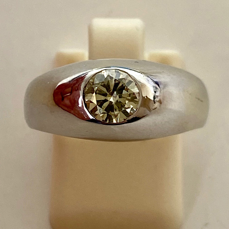 Men's Lab Grown 3ctw. Diamond Ring in 10k White & Yellow Gold