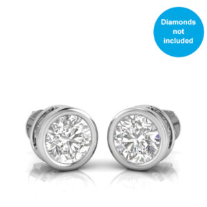 Classic Bezel Diamond Earring Settings in 18k gold / platinum