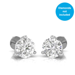 BD Signature 3-prong diamond earring settings in 18k gold / platinum