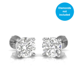 BD Signature 4-prong diamond earring settings in 18k gold / platinum