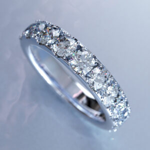 3.20 ct. E/F, VS-TopSI, Fullset Pave Diamond Eternity Ring in 18k Gold & Platinum