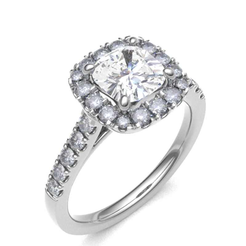 Royal Halo Ring For Cushion Shaped Diamonds 18k Gold / Platinum ...