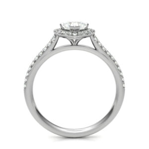 Heart Shape Royal Halo Ring with GIA Certified 0.60 E VVS1 EX EX EX Diamond