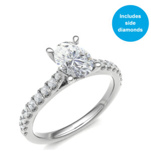 Classic Pave Ring For Oval Shaped Diamonds 18k Gold / Platinum