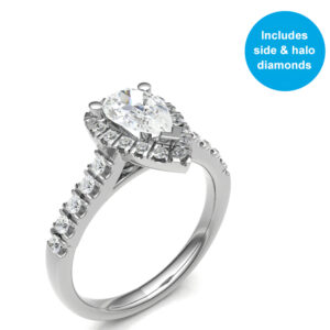 Royal Halo Ring For Pear Shaped Diamonds 18k Gold / Platinum