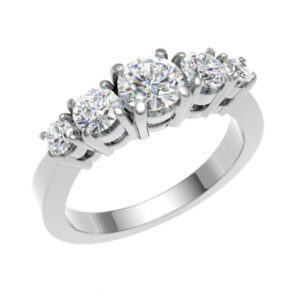 Five-Stone Ring 18 Gold / Platinum for Larger Round Brilliant Diamond & Four Graduated Round Brilliant Side Diamonds