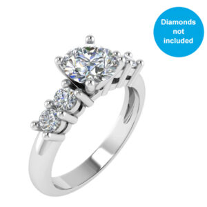 Five-Stone Ring 18 Gold / Platinum for Larger Round Brilliant Diamond & Four Perfectly Matched Round Brilliant Side Diamonds