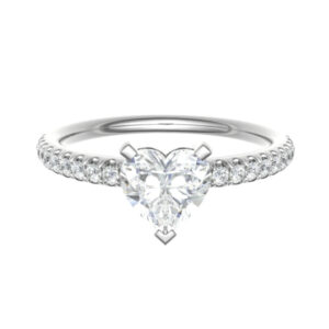 Heart Shape Pave Ring with GIA Certified 0.60 E VVS1 EX EX EX Diamond
